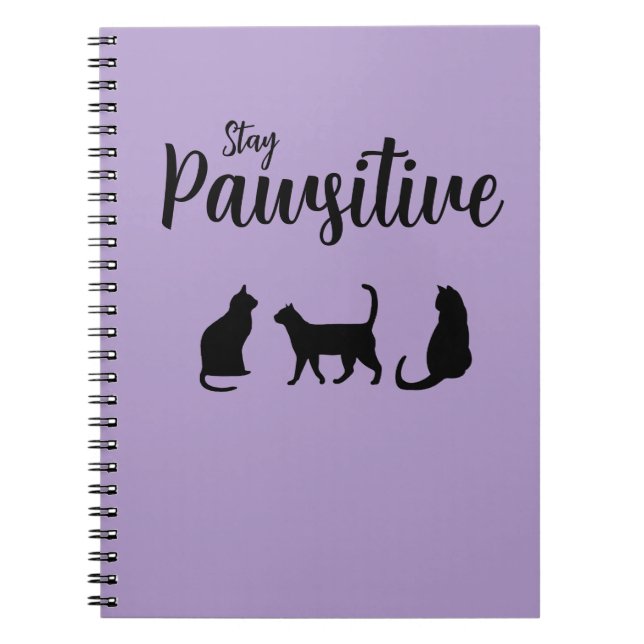 Stay Pawsitive Black Cat Notebook (Front)
