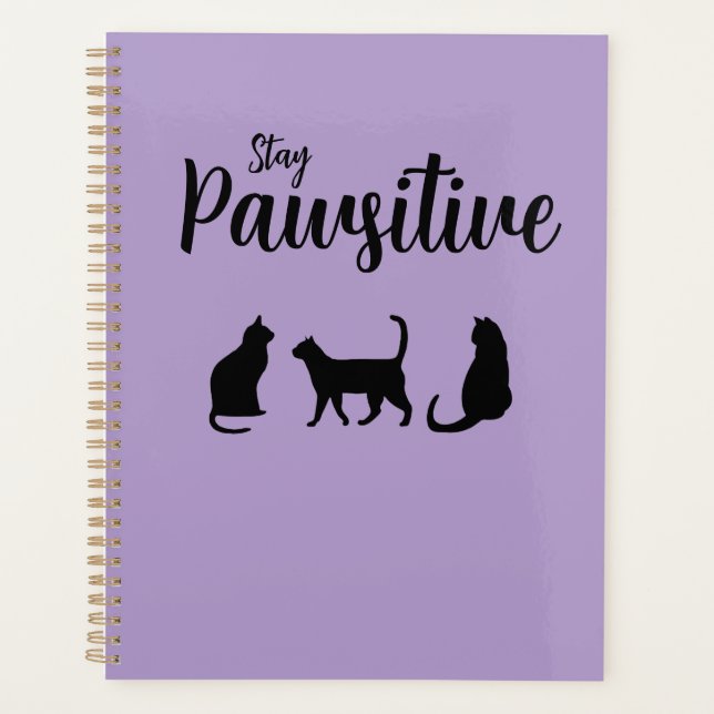 Stay Pawsitive Black Cat Planner (Front)