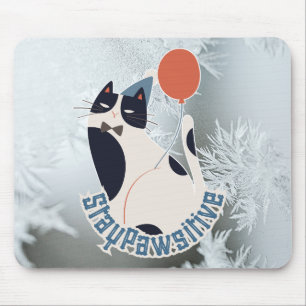 Stay Pawsitive Cat Illustration Modern Artistic Of Mouse Pad