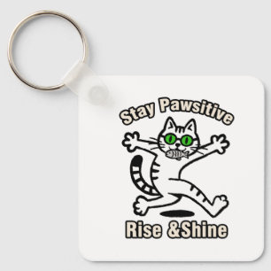 Stay Pawsitive Cat Key Ring