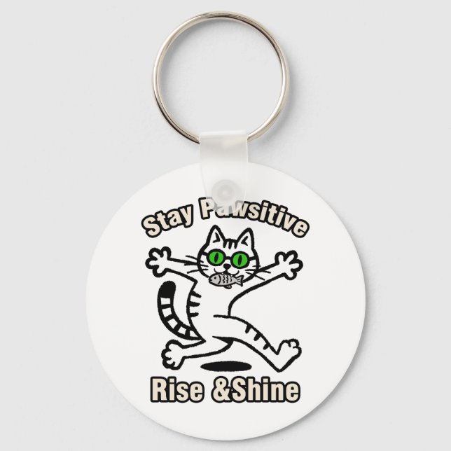 Stay Pawsitive Cat Key Ring (Front)