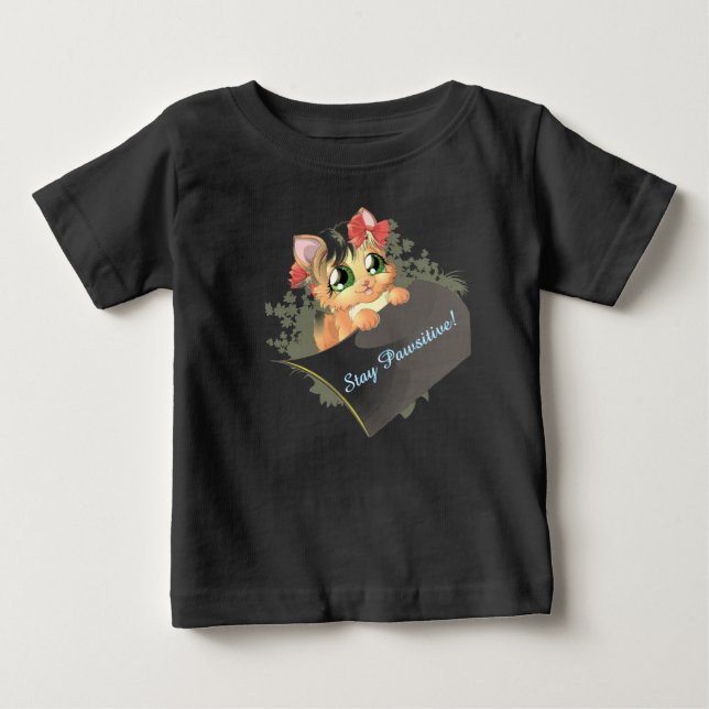 Stay Pawsitive Cat Kids T-Shirt (Front)