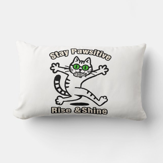 Stay Pawsitive Cat Lumbar Cushion (Front)