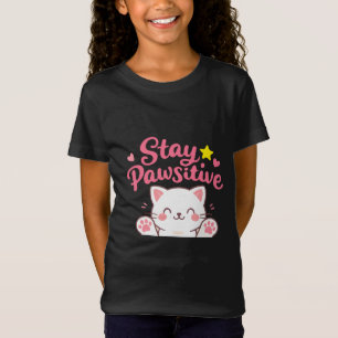 Stay Pawsitive – Cute Cat Motivational Quote Desig T-Shirt