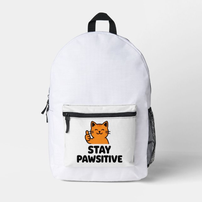 stay pawsitive cute Ginger cat print cut &sew bag (Front)