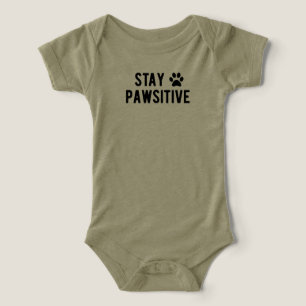 Stay Pawsitive Cute Paw Print Olive Green Baby