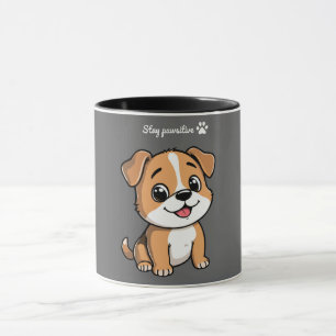 Stay Pawsitive Cute Puppy Dog Coffee Mug