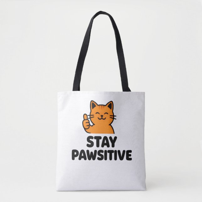 stay pawsitive Ginger cat Tote bag (Front)