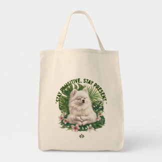 Stay Pawsitive Meditating Dog Tote Bag