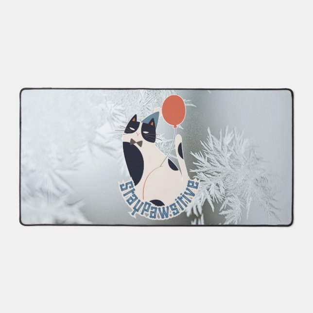Stay Pawsitive Modern Cat Art Large Desktop Desk M Mat (Front)