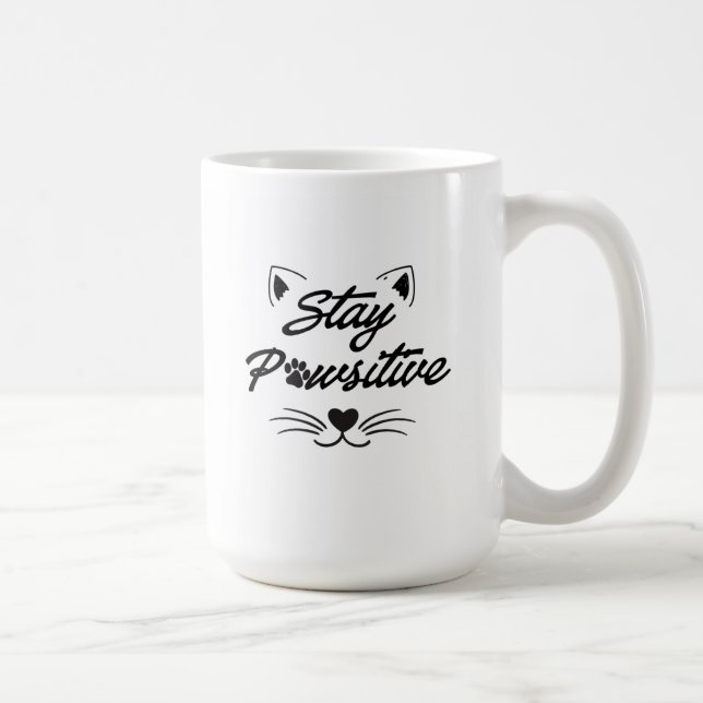 Stay Pawsitive Motivational Cat Lover Mug (Right)