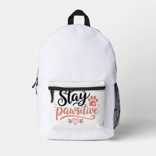 Stay Pawsitive Printed Backpack