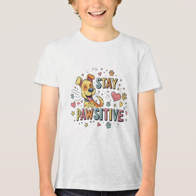 Stay Pawsitive Tri-Blend Shirt (Front)