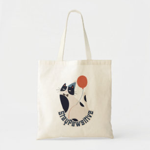 Stay Pawsitive Tuxedo Cat Birthday Party Budget Tote Bag
