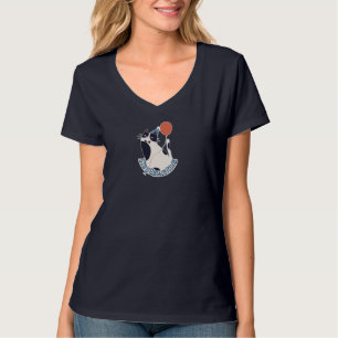 Stay Pawsitive Women's V-Neck Tuxedo Cat Birthday  T-Shirt