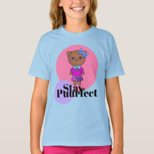 Stay Perfect Cute Kitty Cat with Pretty Bow T-Shirt
