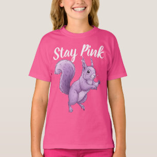 Stay Pink Lavender Squirrel Graphic Kids T-Shirt