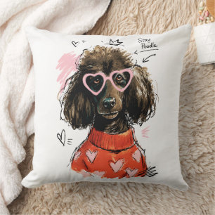 Stay Poodle Dog with Heart Sunglasses & Cosy Sweat Cushion