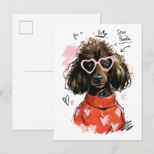 Stay Poodle Dog with Heart Sunglasses & Cosy Sweat Postcard