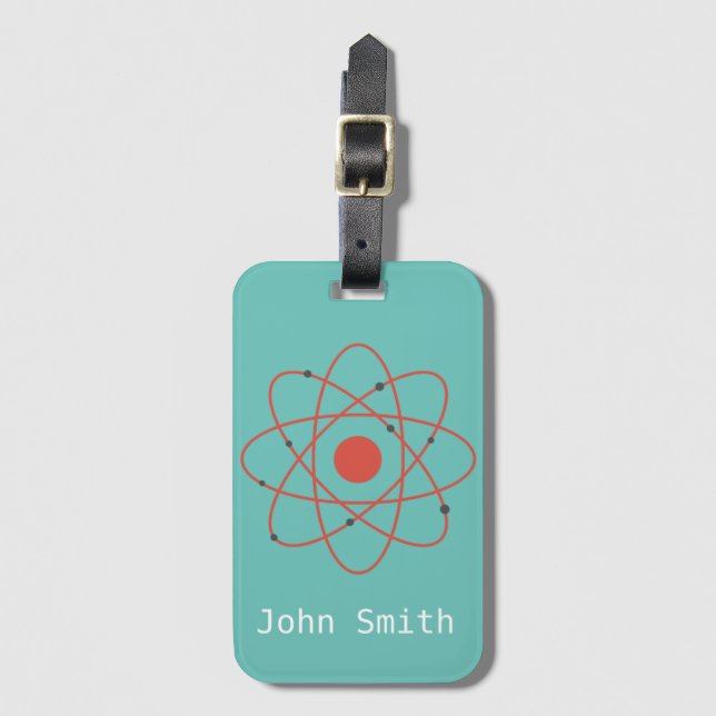Stay Positive atom physics science geek Luggage Tag (Front Vertical)