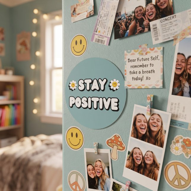 Stay Positive Classic Round Sticker (Creator Uploaded)