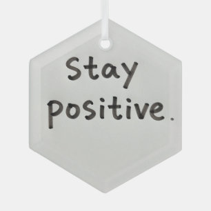Stay positive glass tree decoration