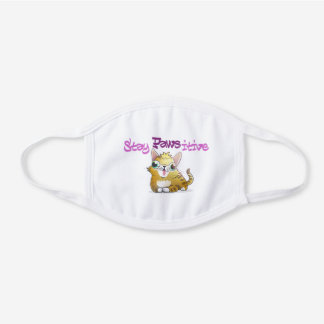 "Stay Positive" kitty face mask (white)