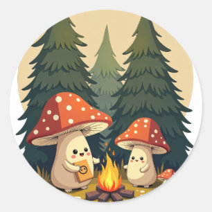 Stay Positive Mushroom Campfire Retro 70s Book Ill Classic Round Sticker