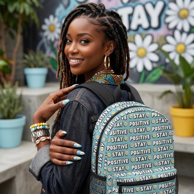 Stay Positive Printed Backpack (Creator Uploaded)