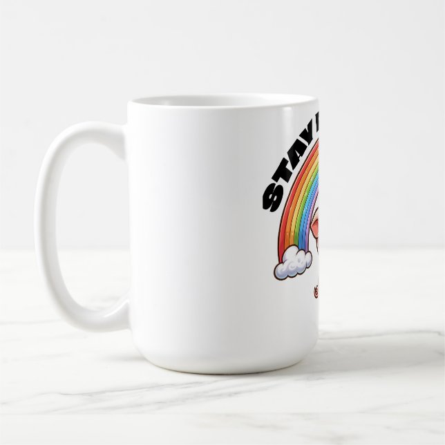 Stay Positive Rainbow Pig Sticker Design Coffee Mug (Left)