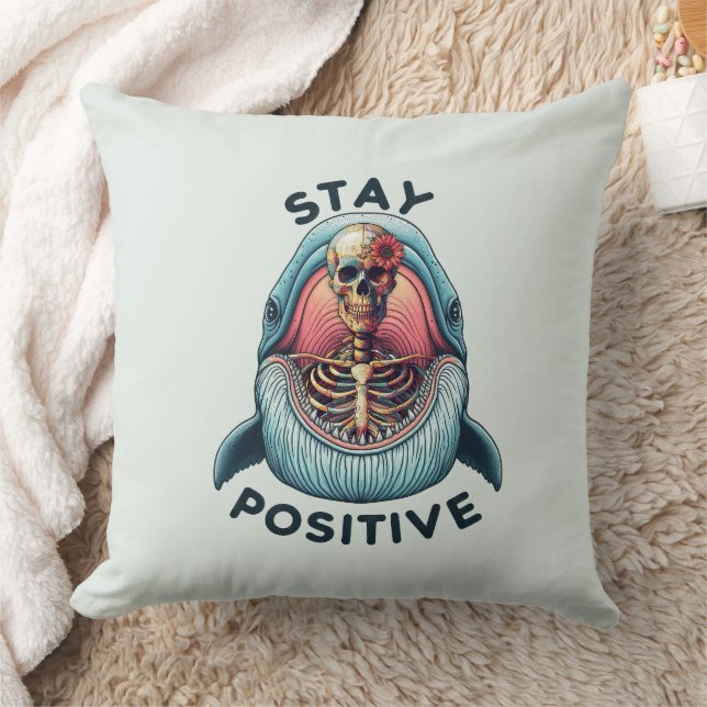 Stay Positive - Skeleton and Whale Cushion (Blanket)
