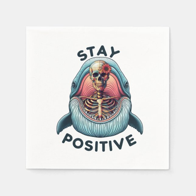 Stay Positive - Skeleton and Whale Napkin (Front)