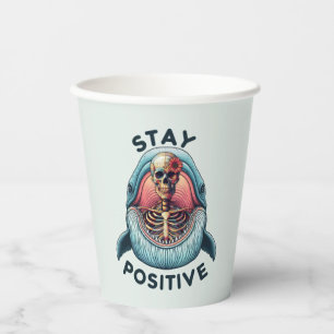 Stay Positive - Skeleton and Whale Paper Cups