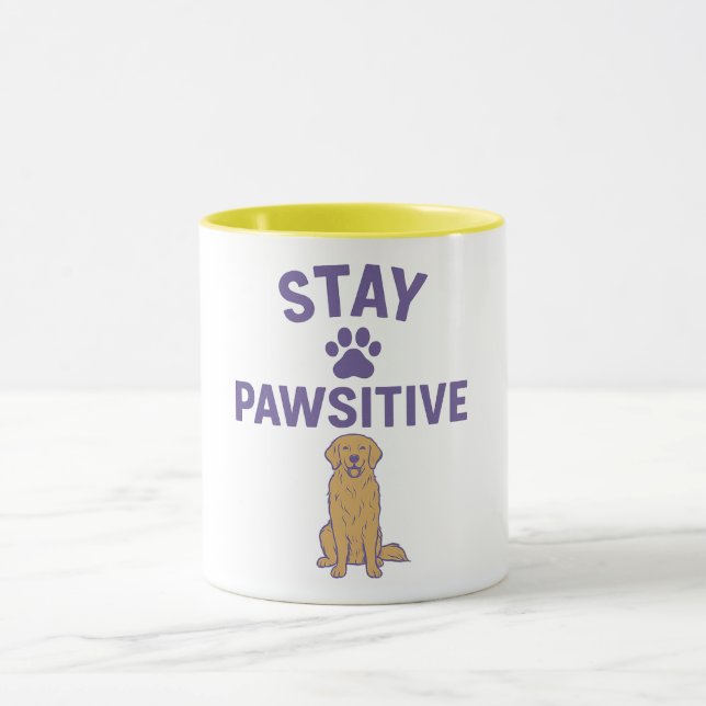 stay positive, stay pawsitive mug (Center)