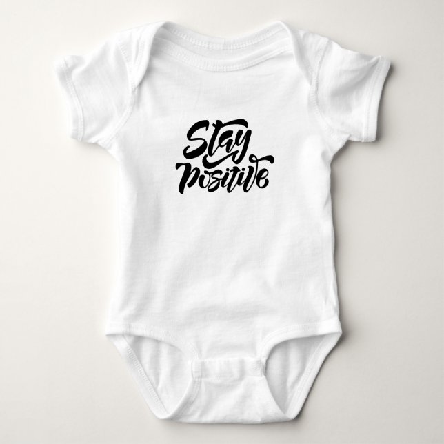 Stay Positive Yellow Baby Bodysuit (Front)