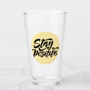Stay Positive Yellow Glass