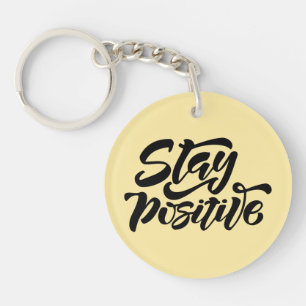 Stay Positive Yellow Key Ring