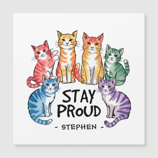 Stay Proud – Rainbow Cat LGBTQ Pride (Front)