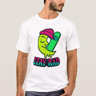 Stay Rad" Retro Skater Crescent Moon T-Shirt