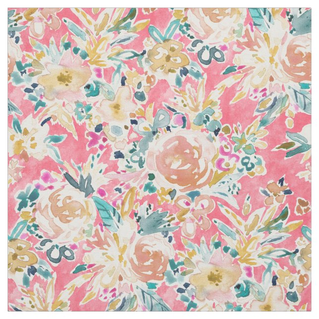 STAY READY Pink Floral Fabric (Swatch)