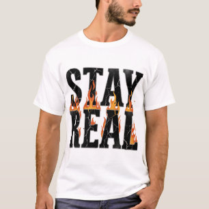 Stay Real Punk Grunge Flame Distressed Vintage Y2K T-Shirt