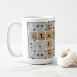 Stay Safe Game Tiles Coffee Mug