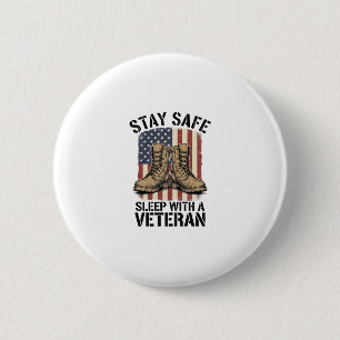 Stay Safe Sleep With A Veteran Vintage Boots Shirt 6 Cm Round Badge