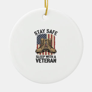 Stay Safe Sleep With A Veteran Vintage Boots Shirt Ceramic Tree Decoration