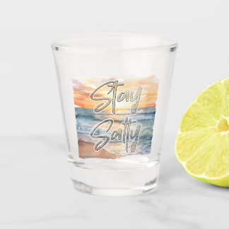 Stay Salty Beach-Themed Coastal Sunset Shot Glass