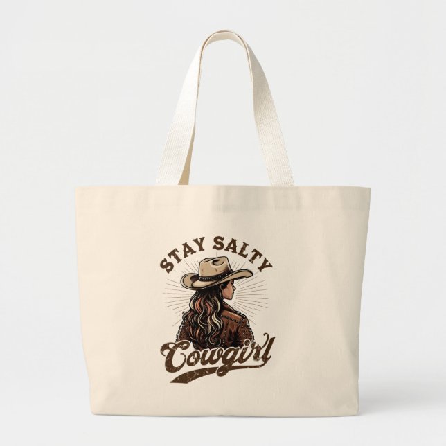Stay Salty Cowgirl Tote Bag | Western Retro Bag (Front)