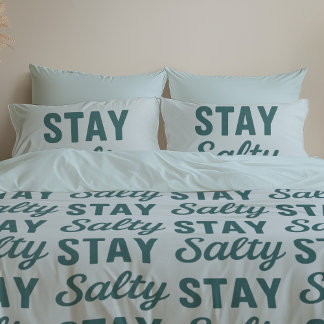 Stay Salty | Reversible Coastal Teal Surf Graphic Pillowcase