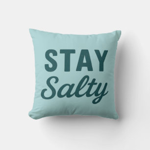 Stay Salty   Reversible Teal Sea Glass Beach House Cushion