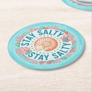 Stay Salty Round Paper Coaster