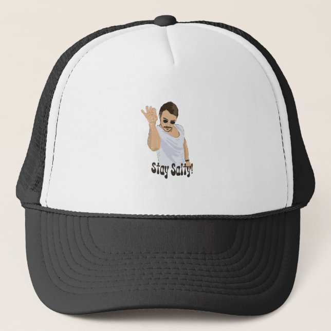 Stay Salty Salt Bae Funny Meme Trucker Hat (Front)